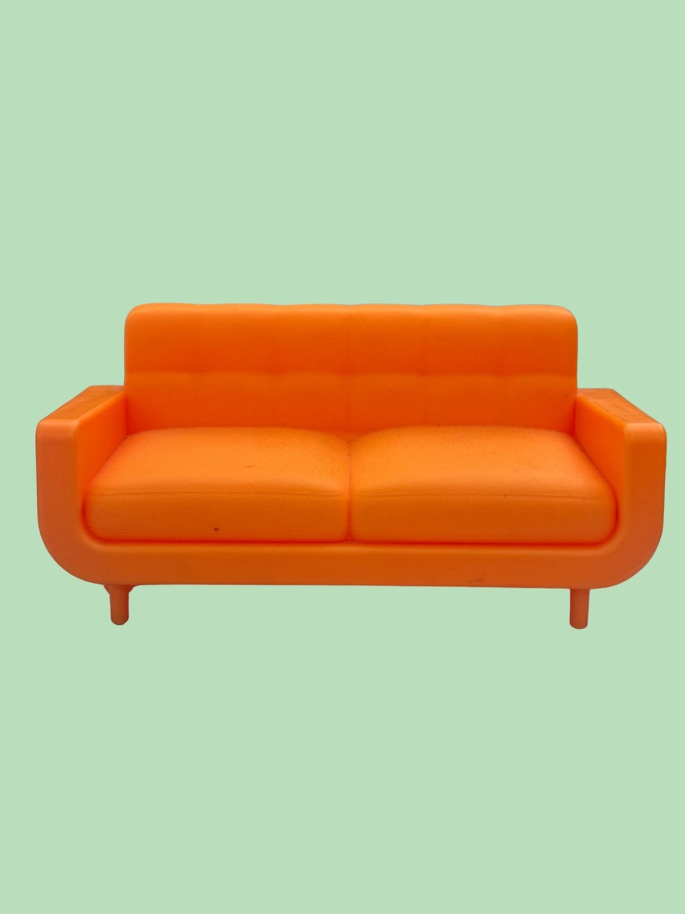 Barbie Doll Dollhouse Orange Sofa Couch Living Family Room Furniture Mattel